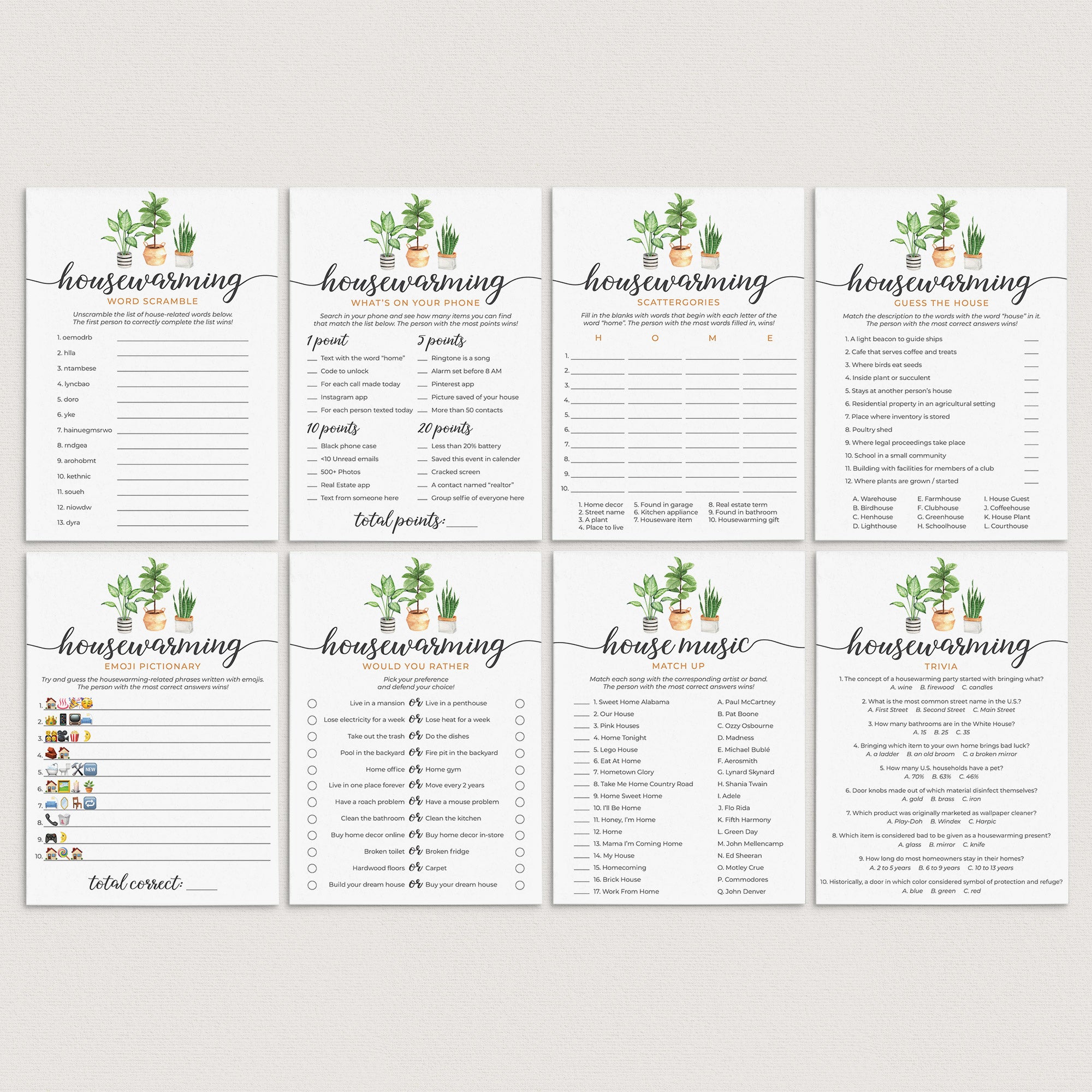 Housewarming Party Games Bundle Printable by LittleSizzle