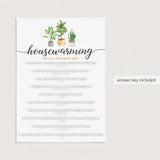 Housewarming Trivia with Answer Key Printable