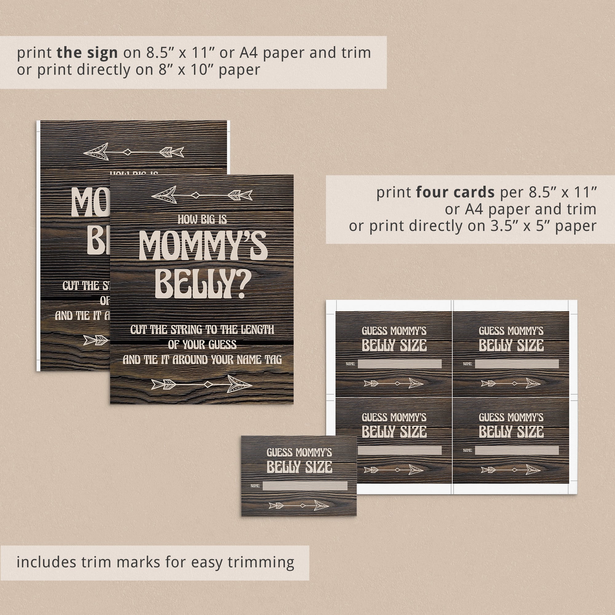 Rustic theme baby shower table decor printable by LittleSizzle