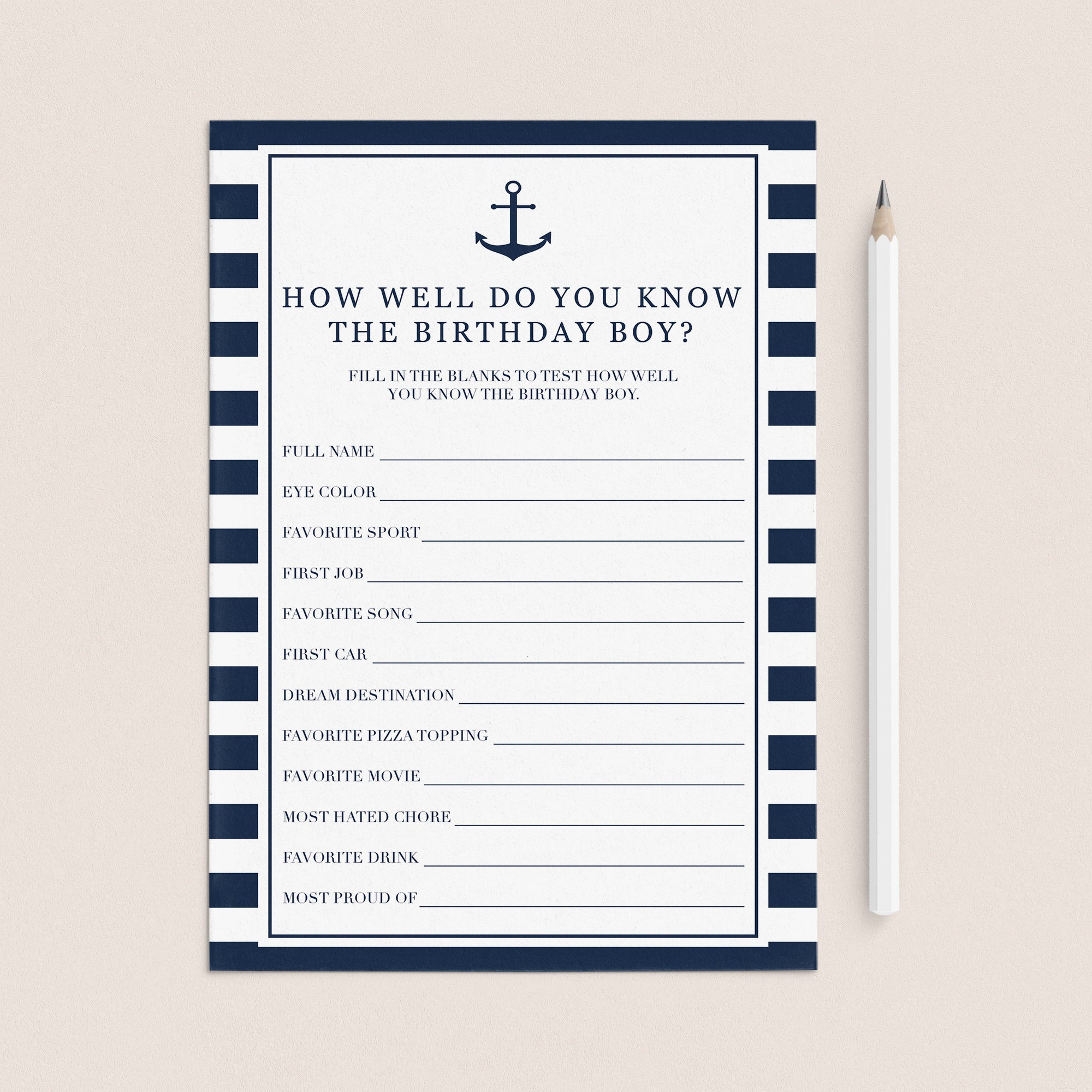 Adult Birthday Game How Well Do You Know The Birthday Boy Printable by LittleSizzle