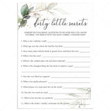 Hen Party Game Dirty Little Secrets Printable by LittleSizzle