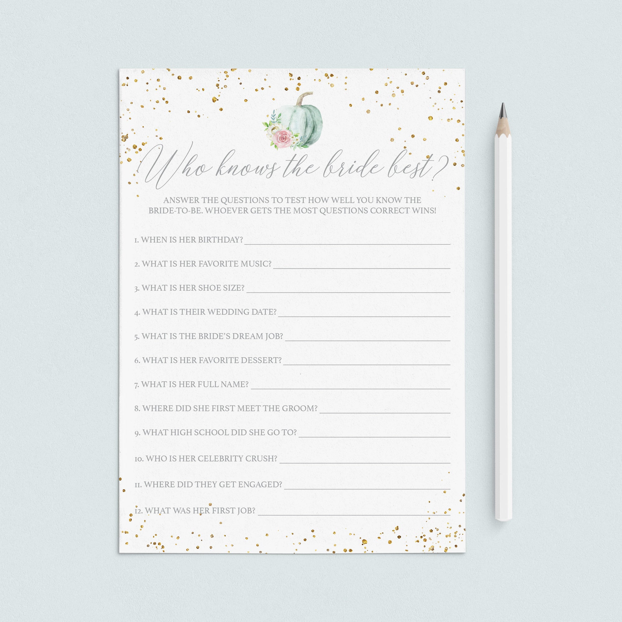 Fall In Love Bridal Shower Game Who Knows The Bride Best by LittleSizzle