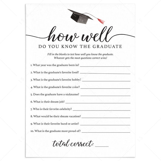 Who Knows The Graduate Best Game Printable by LittleSizzle