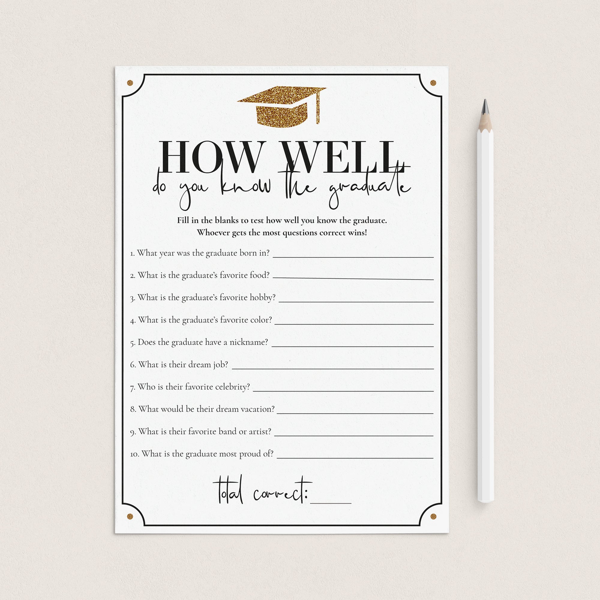 2022 How Well Do You Know the Graduate Printable Game Cards by LittleSizzle