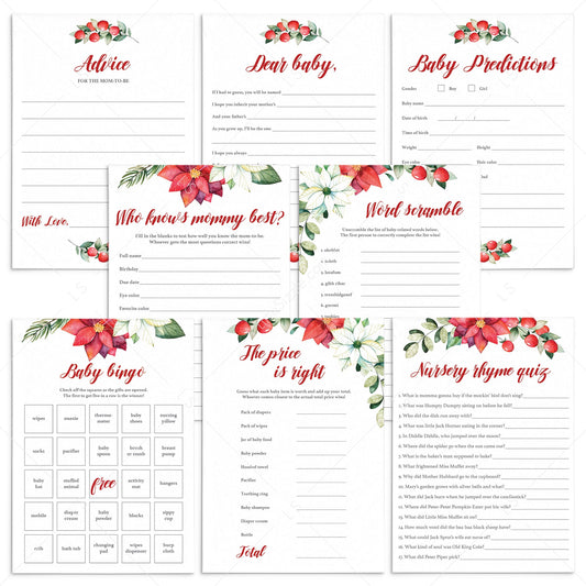 Huge Red and Greenery Baby Shower Games Package by LittleSizzle