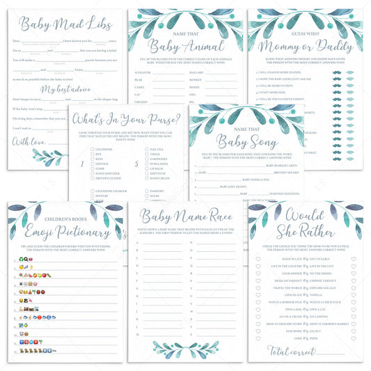 Complete Baby Shower Games Pack Winter Themed Printables by LittleSizzle