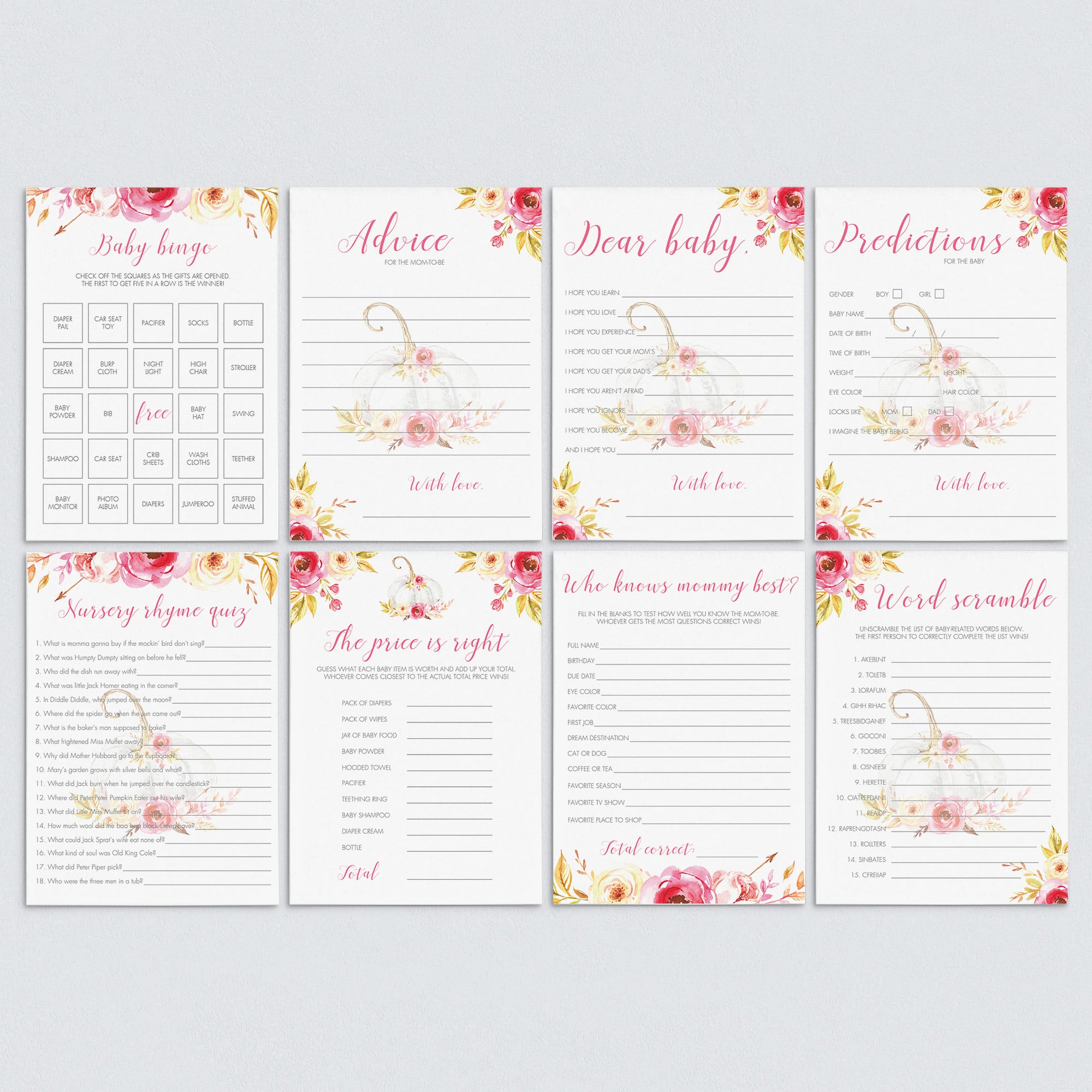 Pumpkin baby shower games pack XL by LittleSizzle