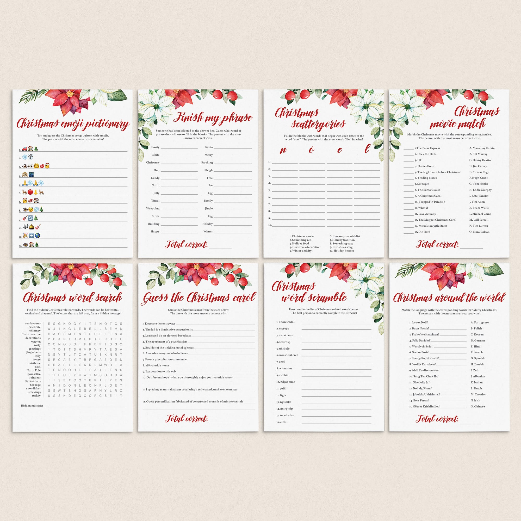 Huge Holiday Party Games Bundle Red And Green by LittleSizzle