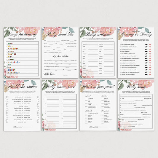 Fun Baby Shower Games Bundle XL Instant Download by LittleSizzle