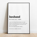 Husband Definition Print Instant Download