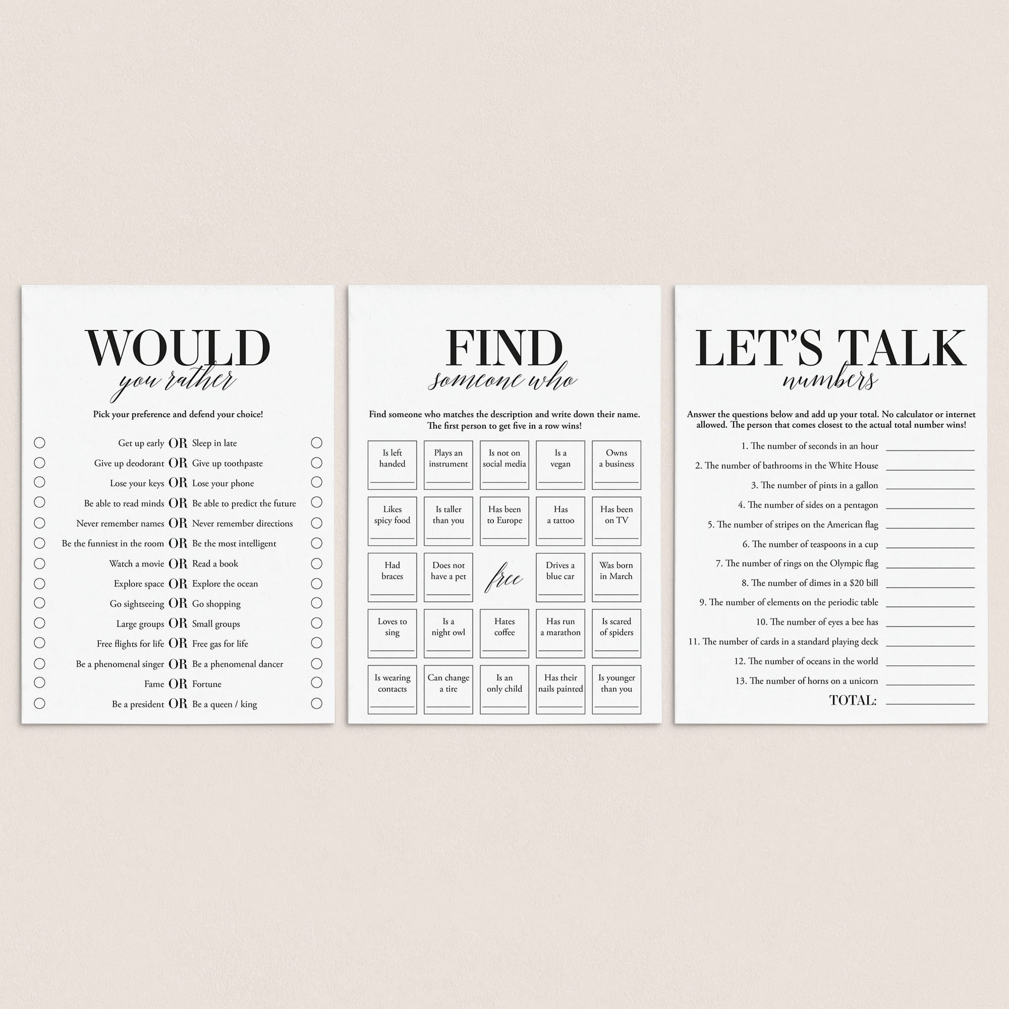 Printable Icebreakers & Party Starters by LittleSizzle