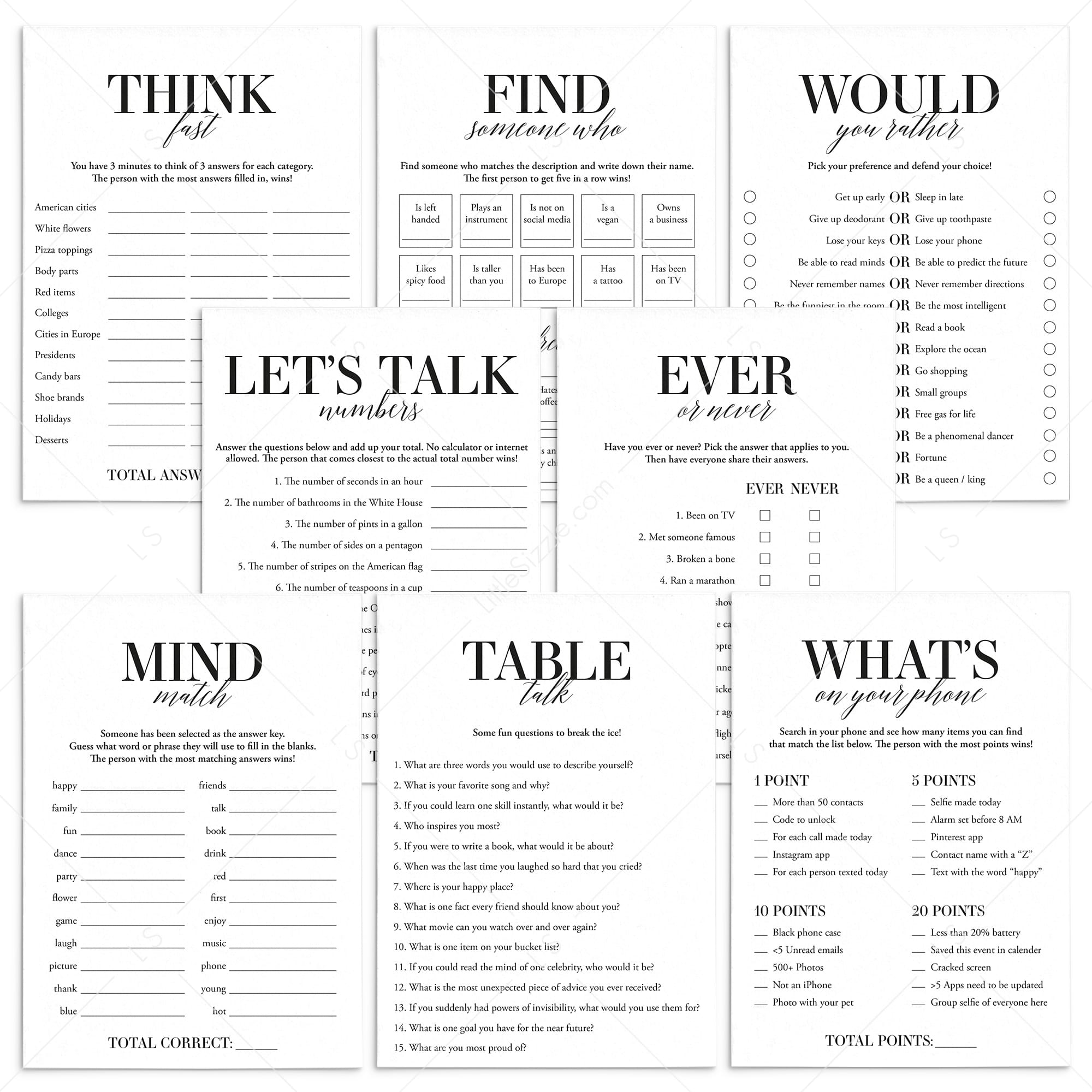 8 Icebreaker Games Printable by LittleSizzle