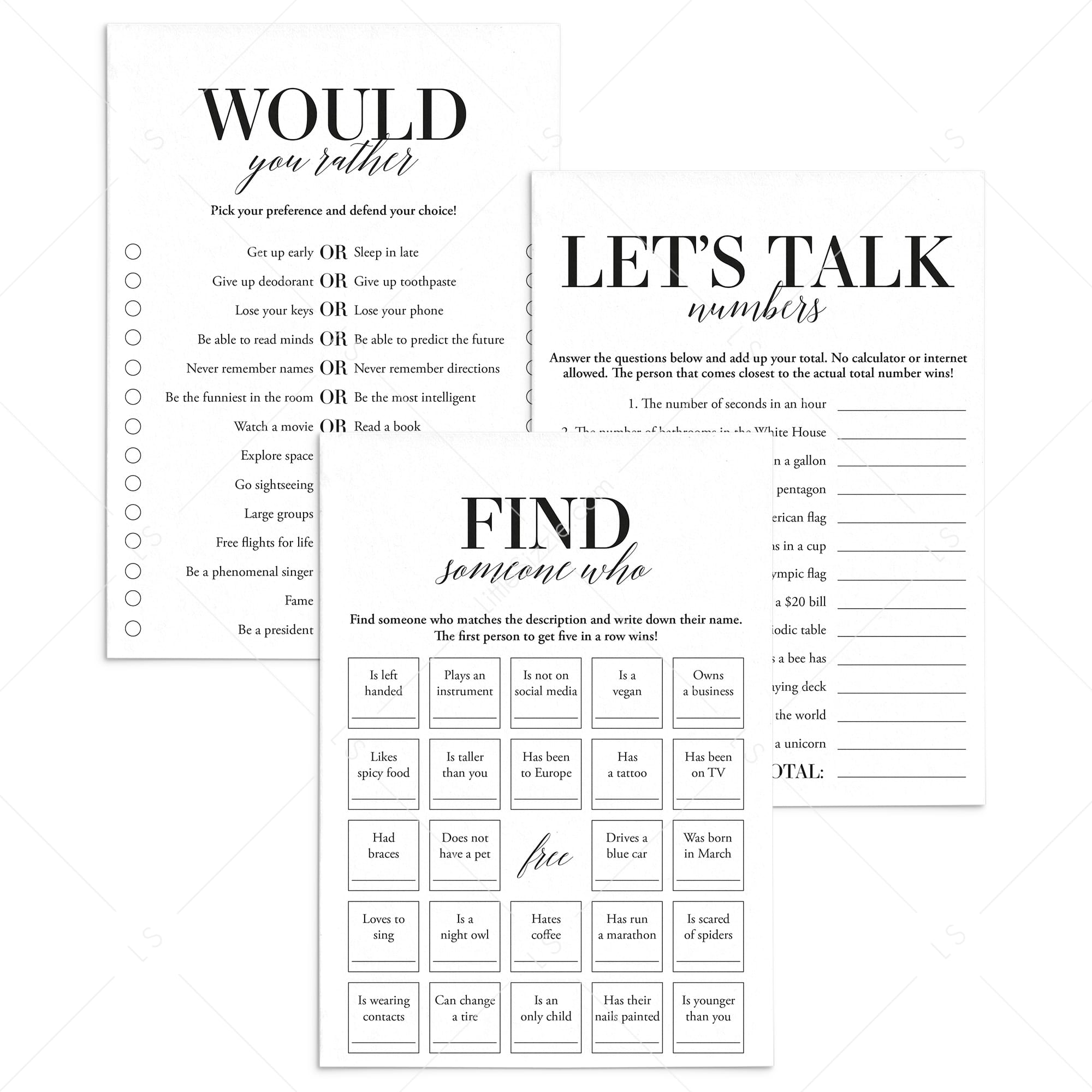 Printable Icebreakers & Party Starters by LittleSizzle
