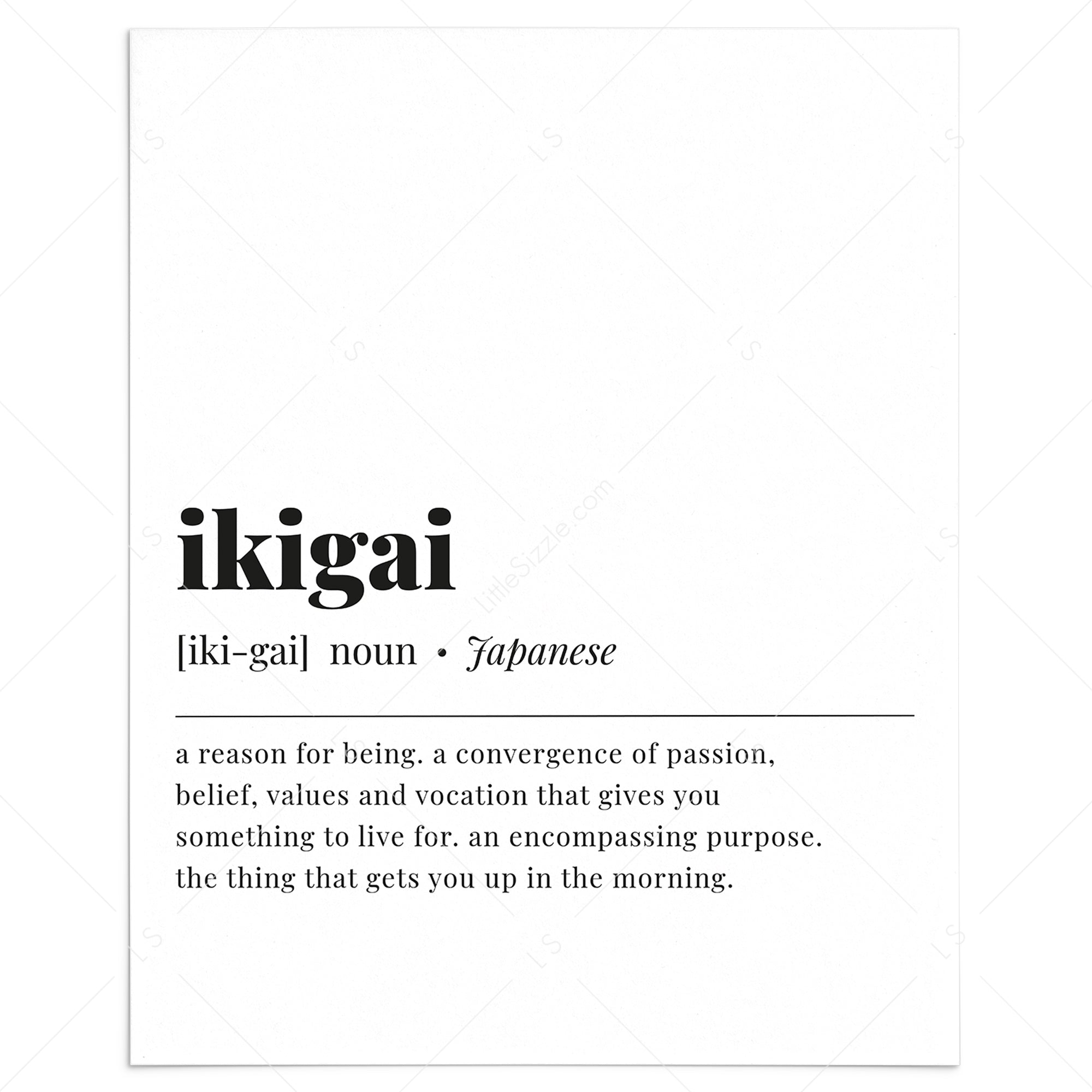 Ikigai Definition Print Instant Download by LittleSizzle