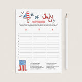 4th of July Scattergories Printable by LittleSizzle