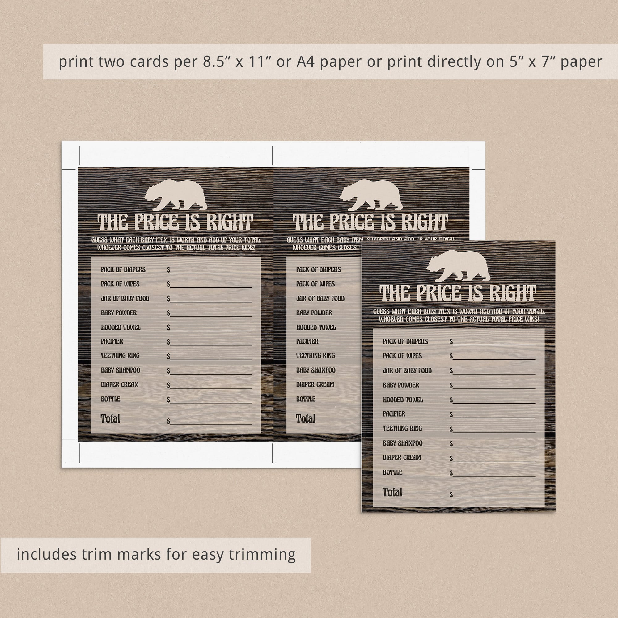 Boy shower price is right game card by LittleSizzle