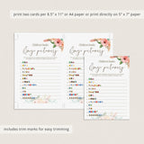 Floral Baby Shower Game Emoji Pictionary Printable