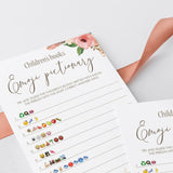 Floral Baby Shower Game Emoji Pictionary Printable