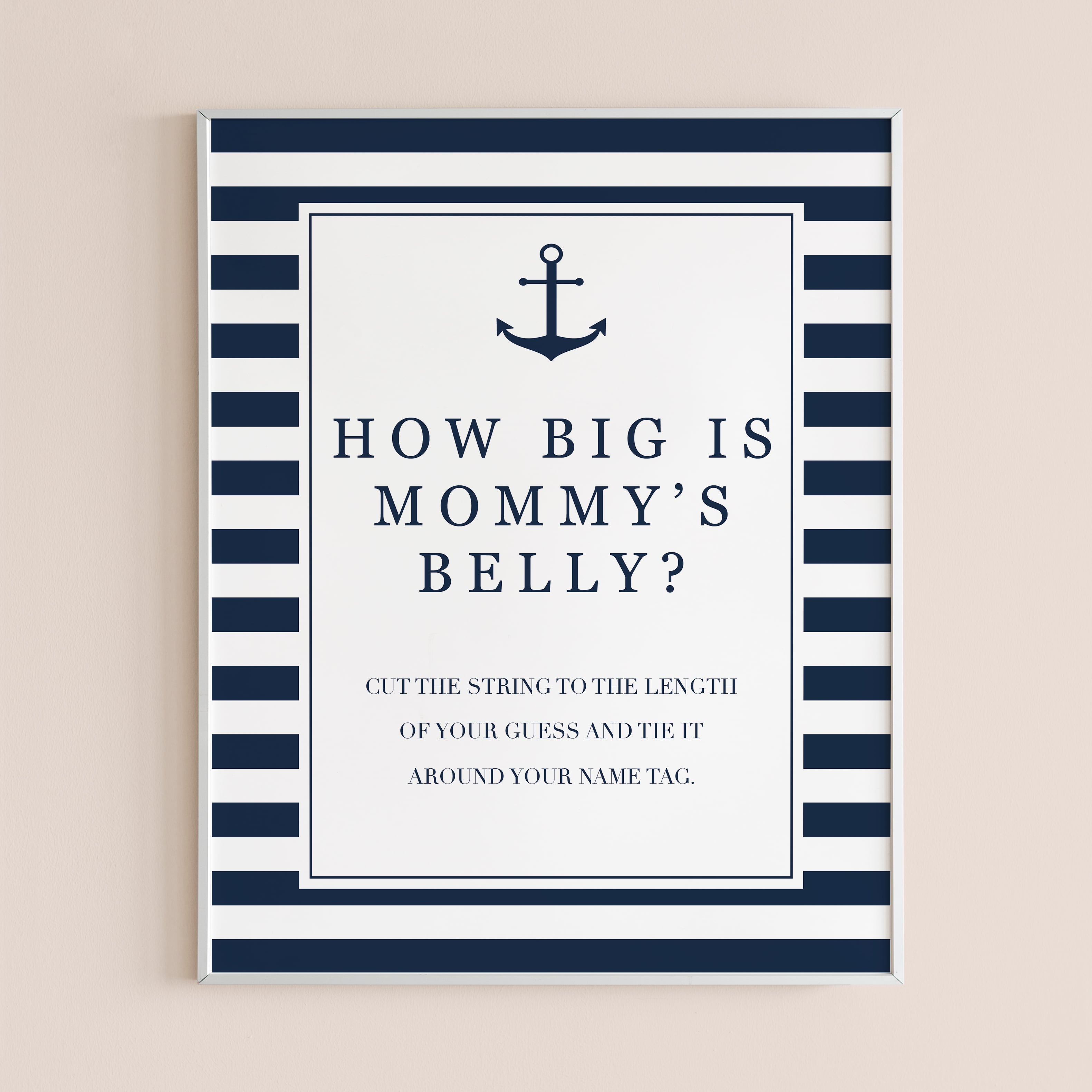 Instant download belly size cards for nautical baby shower party by LittleSizzle