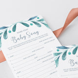 Watercolor Blue Baby Shower Game Guess The Song