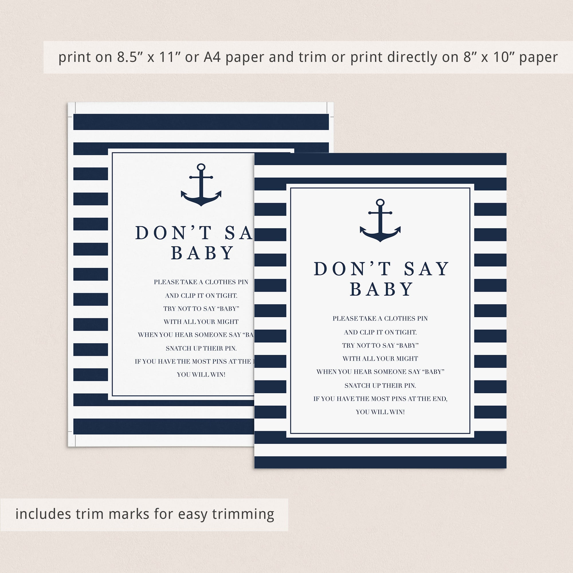 Dont say baby shower game printable by LittleSizzle