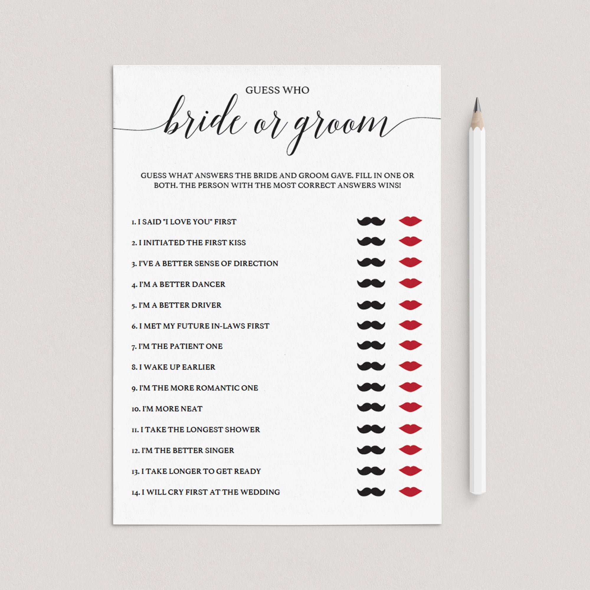 Modern bridal shower games bride or groom by LittleSizzle