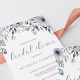 DIY Bridal Shower Invitation Template with Purple Flowers