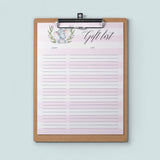 Printable Gift List with Pink Stripes