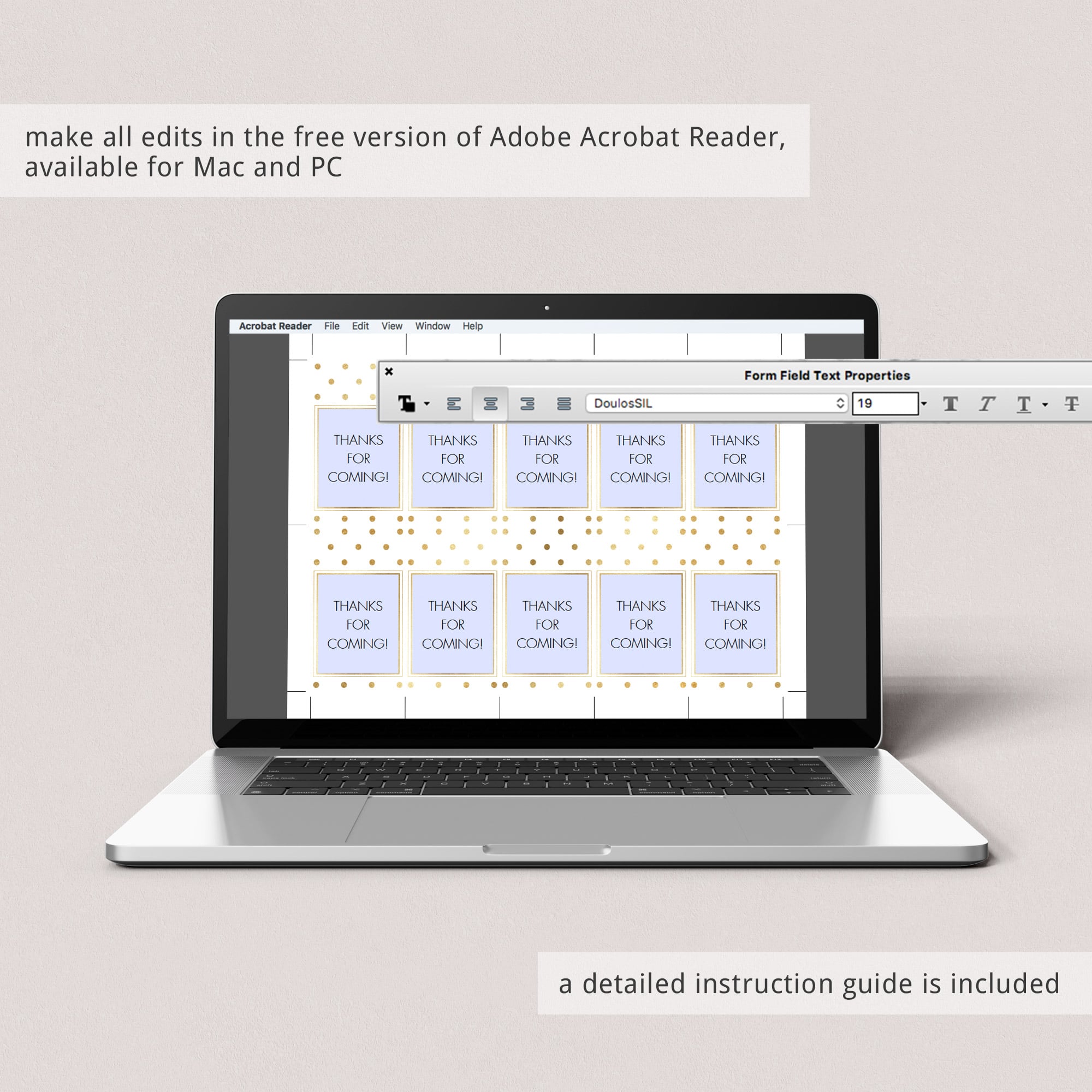 Printable gold glitter thank you tags by LittleSizzle