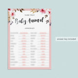 Watercolor animals game quiz printable by LittleSizzle
