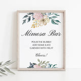 Printable mimosa sign with watercolor flowers by LittleSizzle