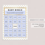 Gold Glitter Shower Printable Bingo Cards