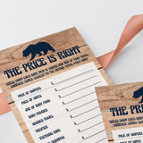 Rustic Baby Price is Right Card for Baby Shower