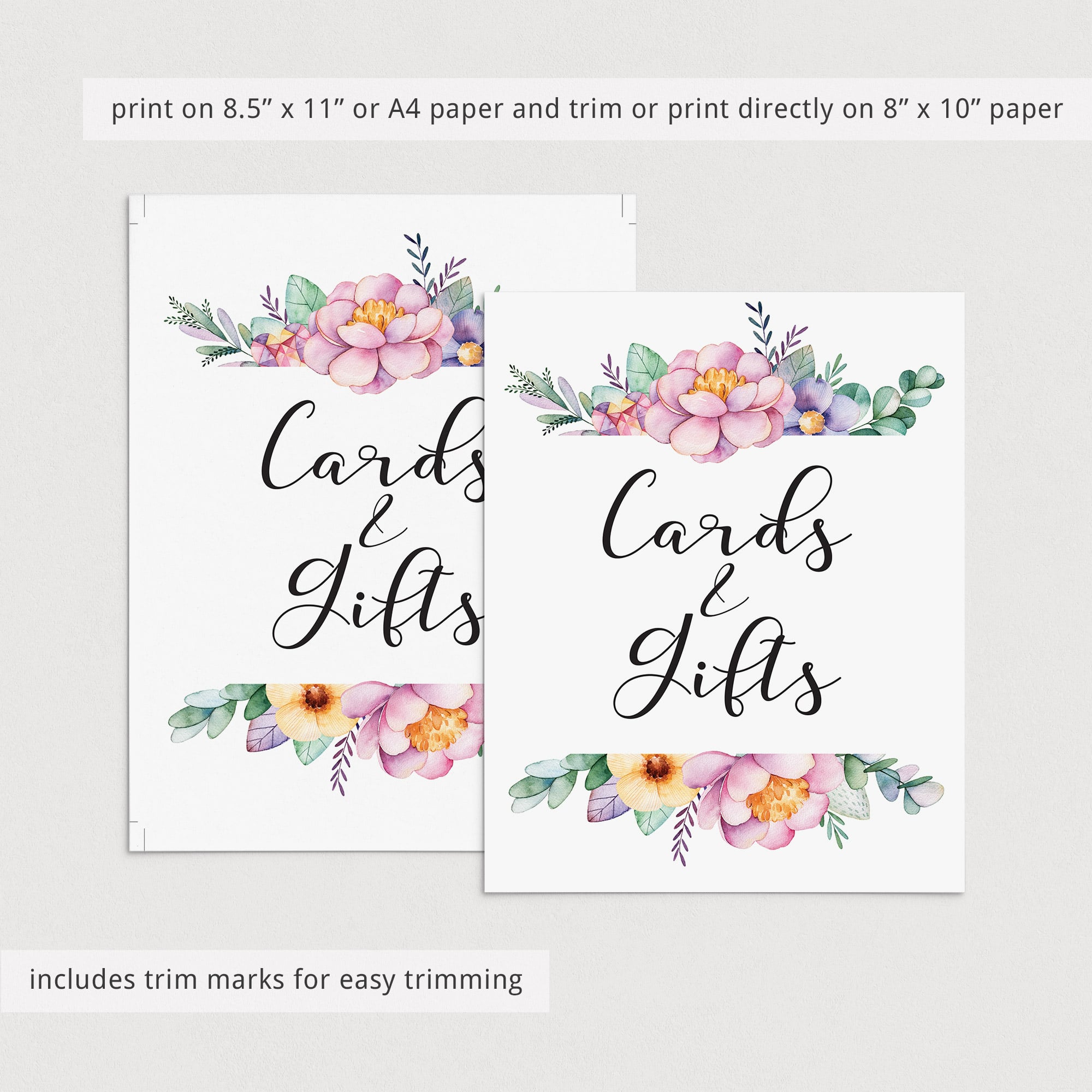 Instant download gifts sign for floral shower by LittleSizzle