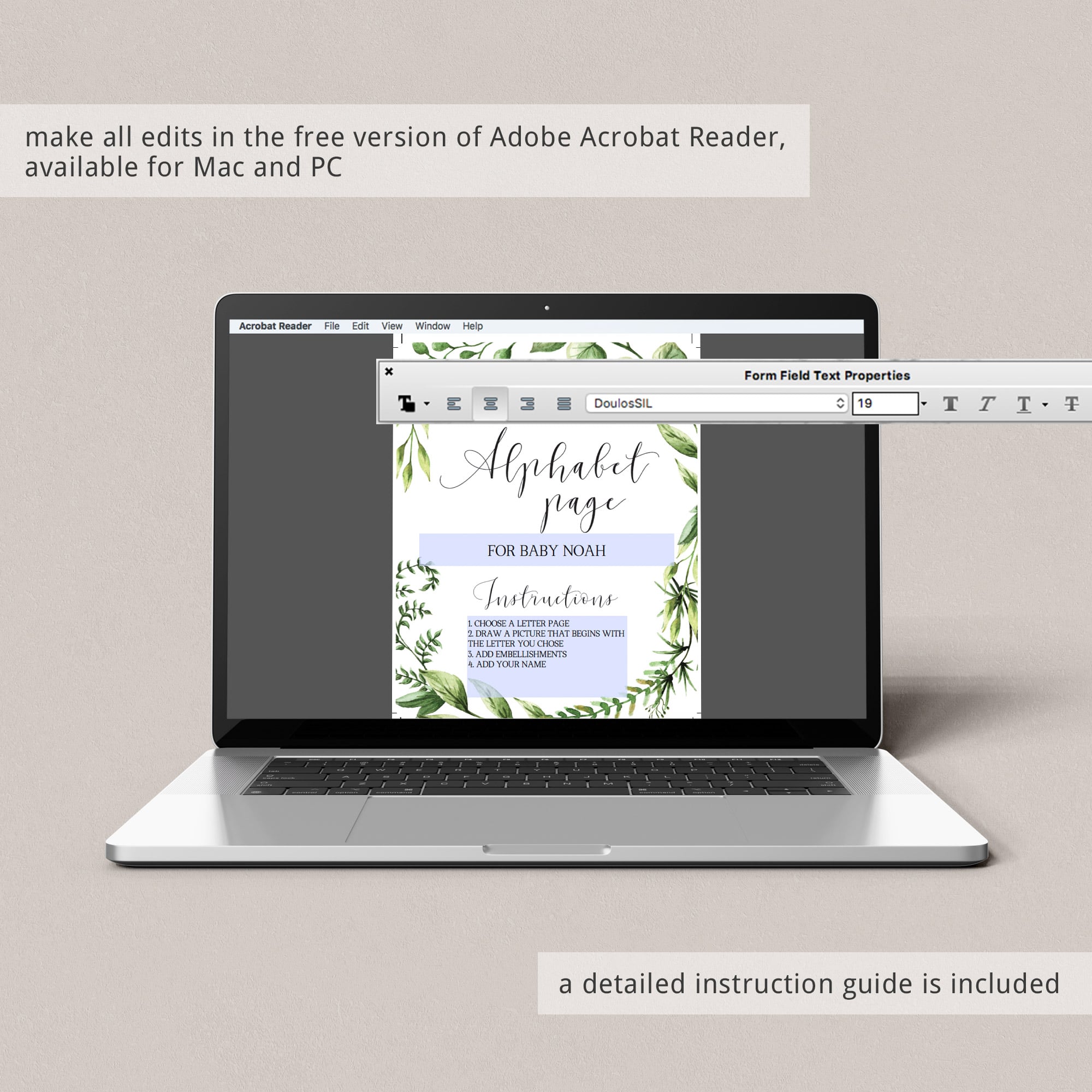 Watercolor green leaf baby shower games instant downloadable files by LittleSizzle