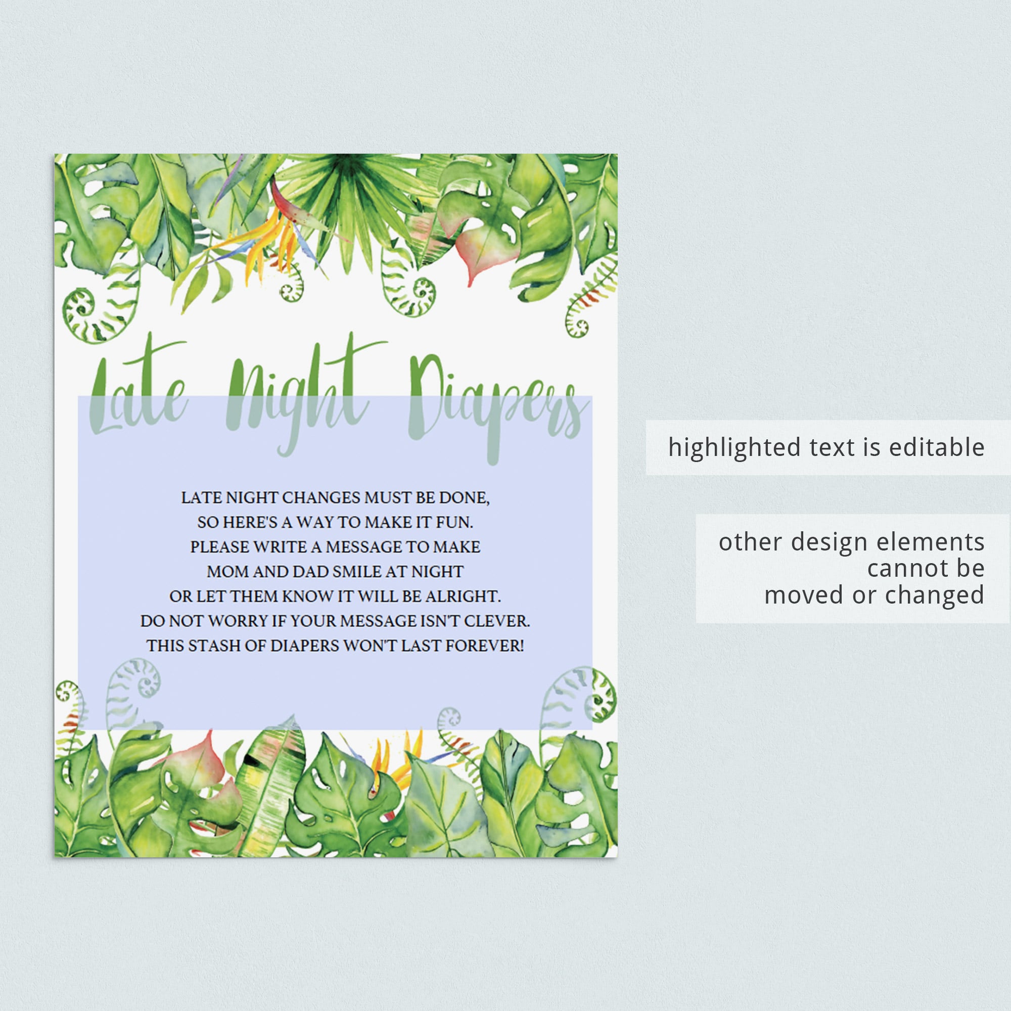 Watercolor green leaves baby shower activities by LittleSizzle