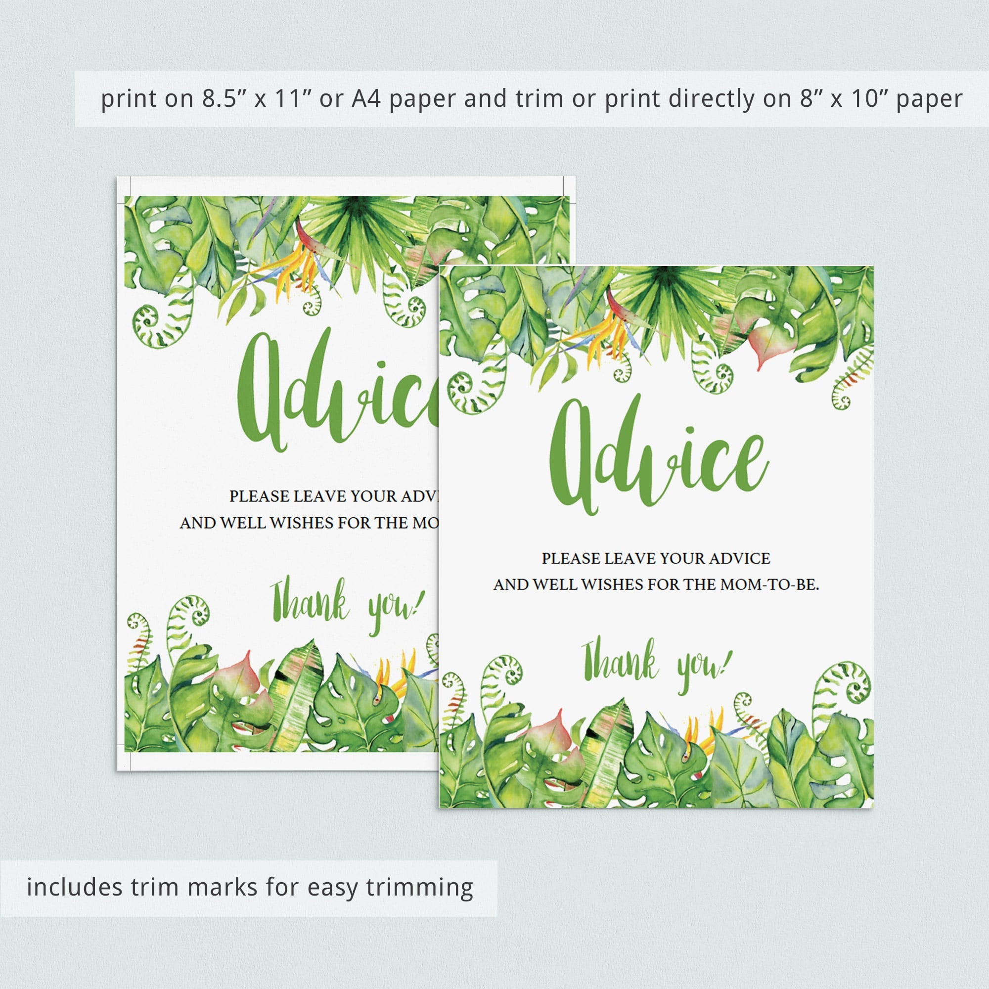 Editable hawaii baby shower decor advice sign by LittleSizzle