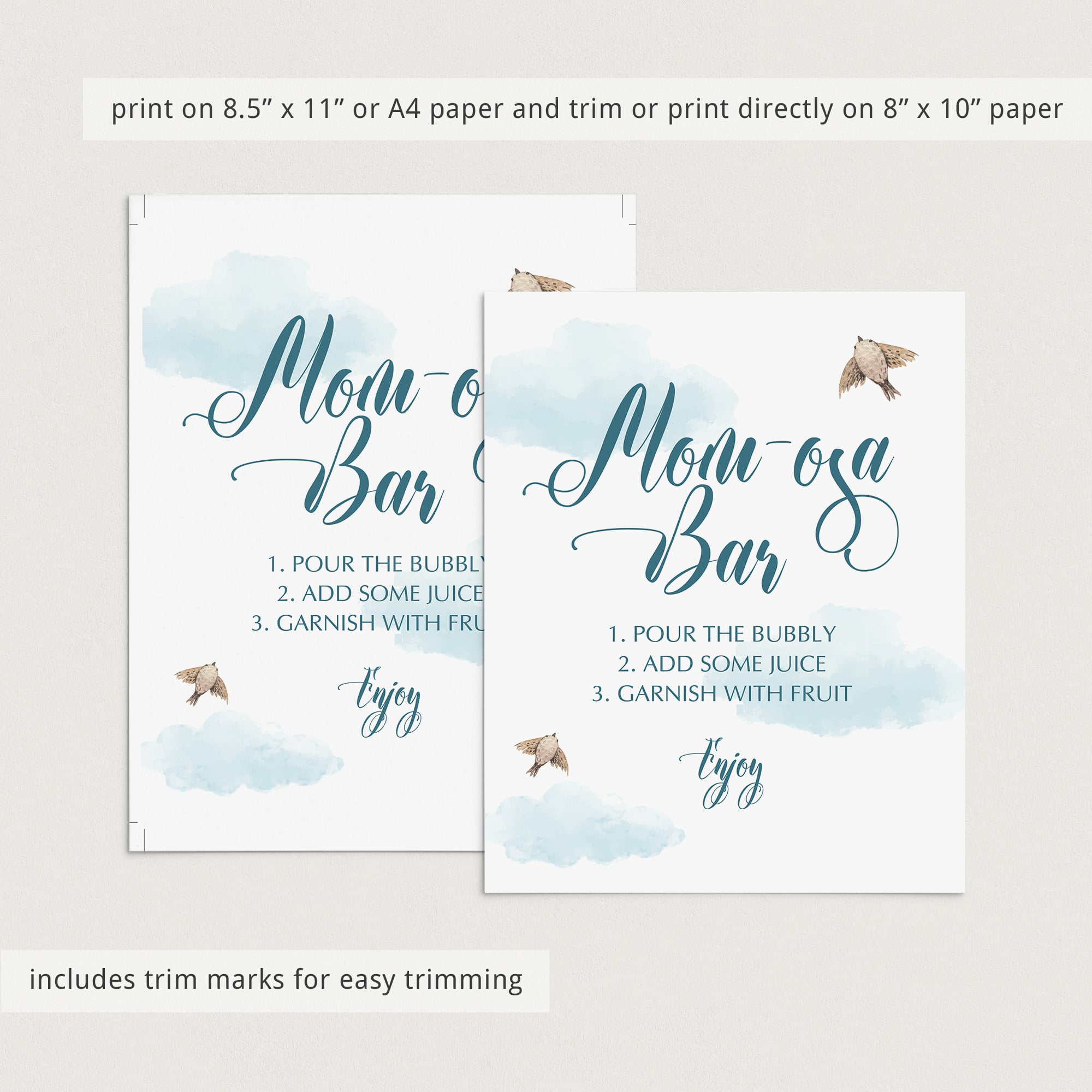Instant download baby shower blue and white decorations by LittleSizzle