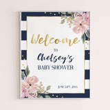 Printable Welcome Sign for Pink and Navy Shower