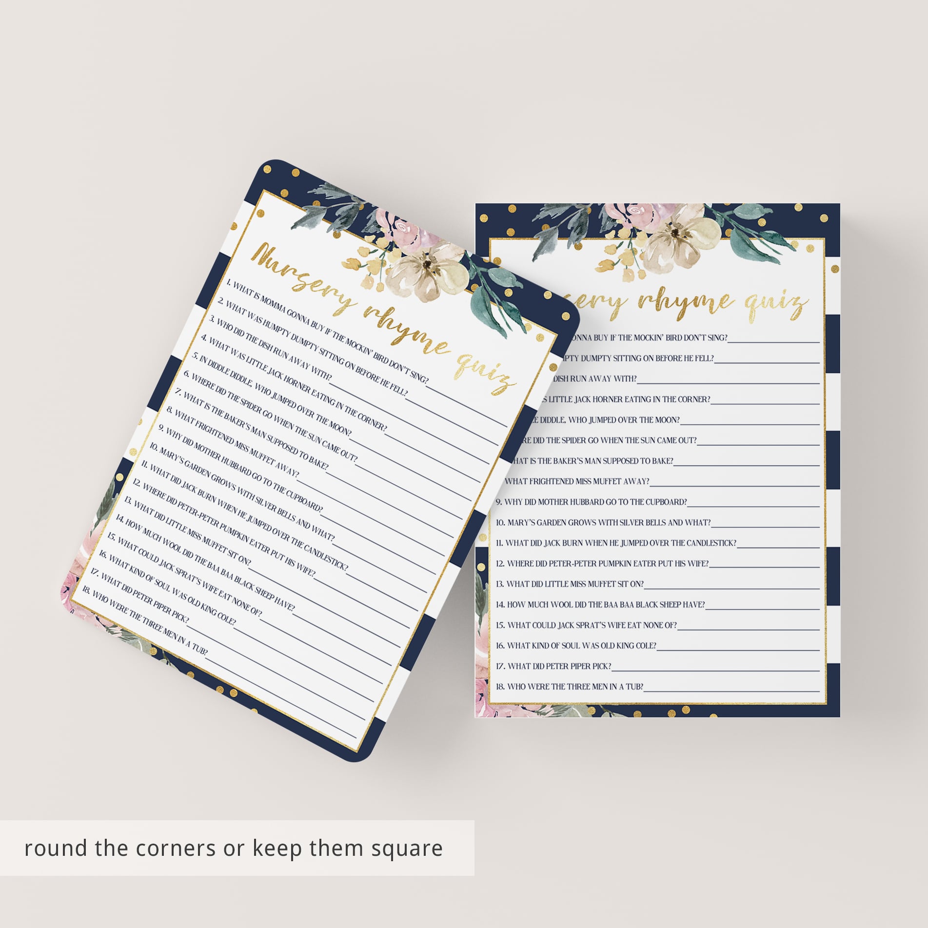 Instant download game for navy baby shower girl by LittleSizzle