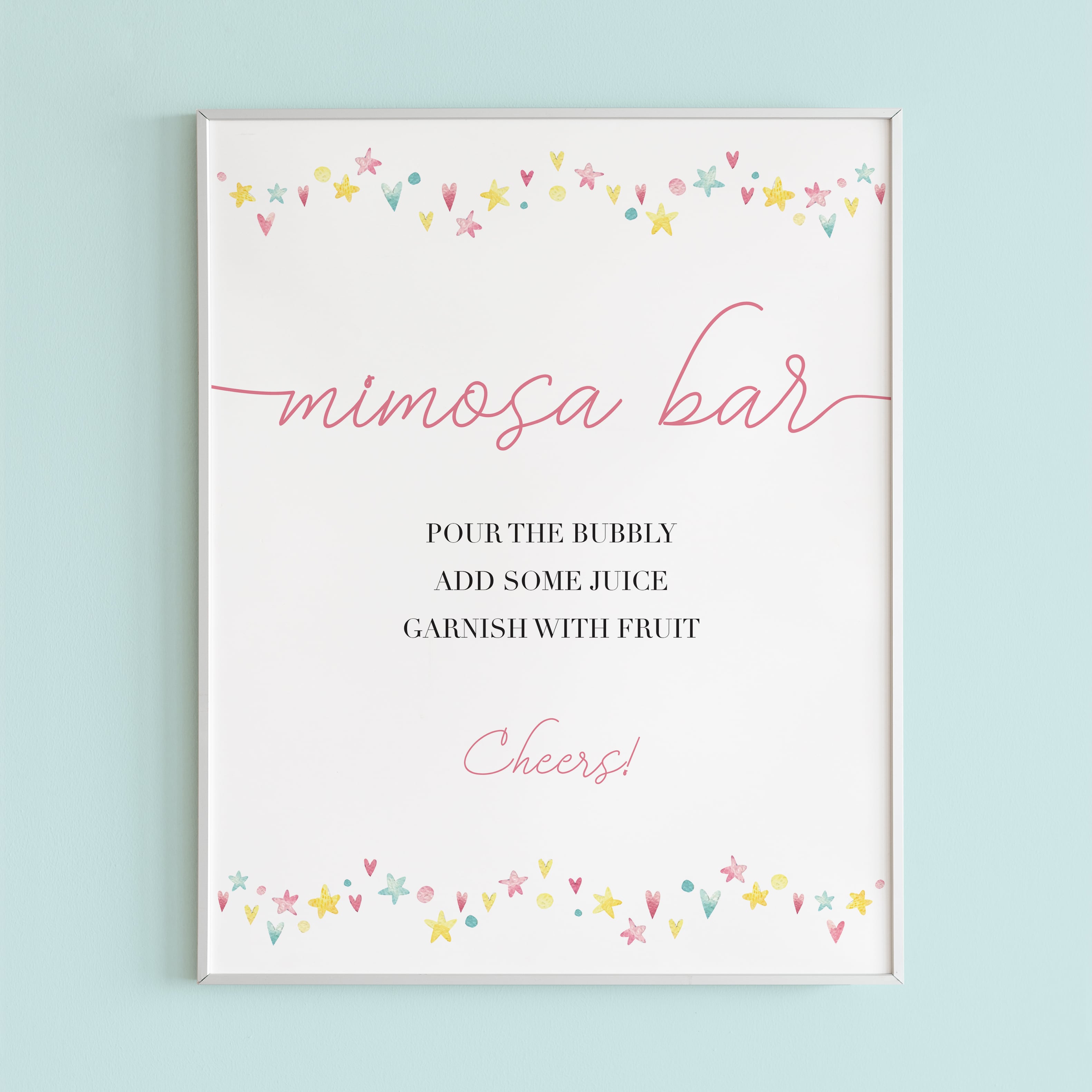 Printable mimosa sign for pink shower by LittleSizzle