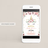 Girl baby shower unicorn evite template by LittleSizzle