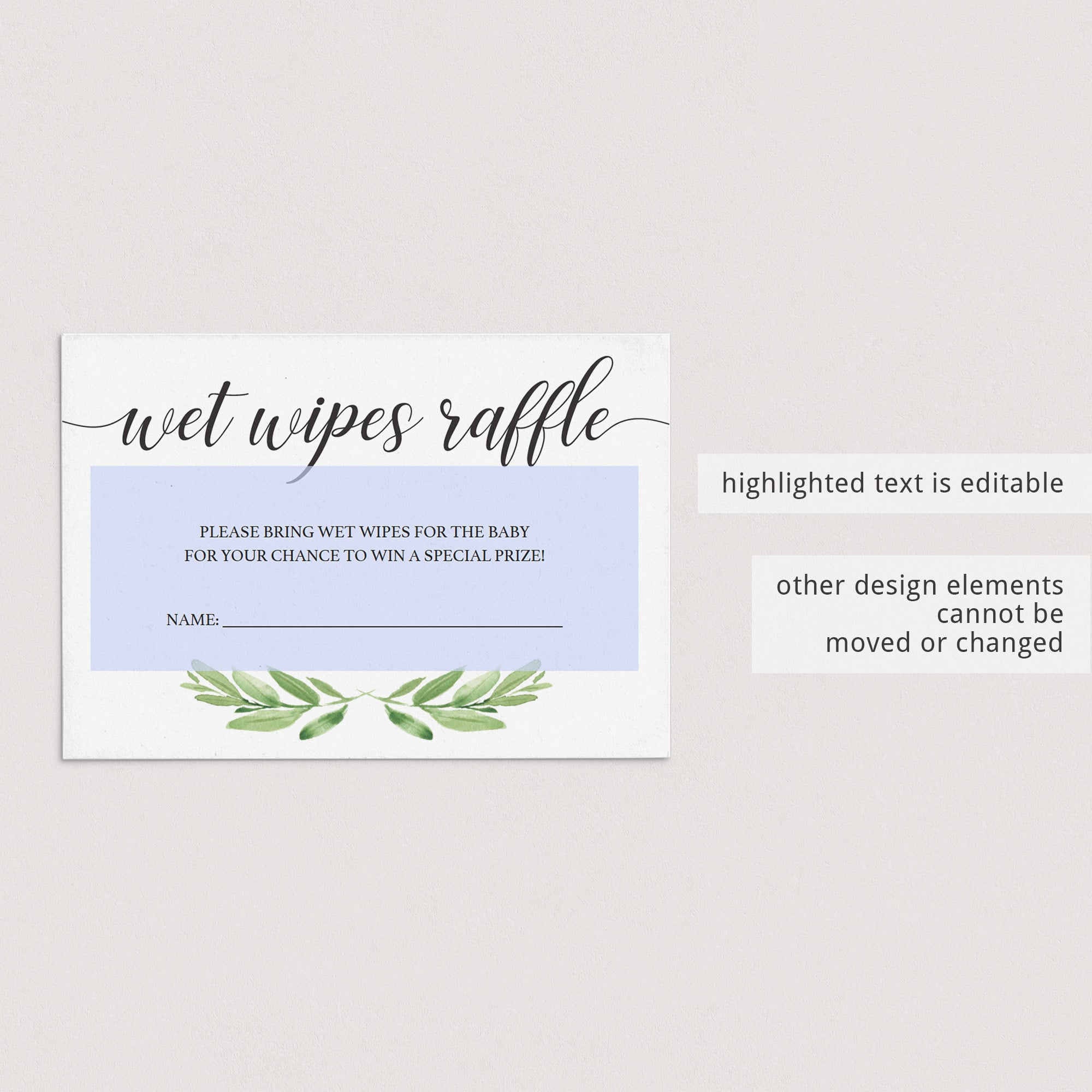 Baby shower raffle cards instant download green leaves by LittleSizzle