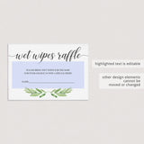Baby shower raffle cards instant download green leaves by LittleSizzle