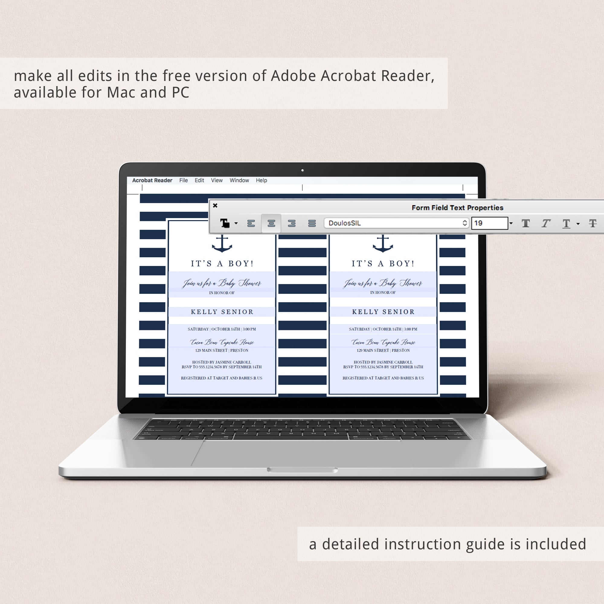 PDF Template Instruction Guide included by LittleSizzle