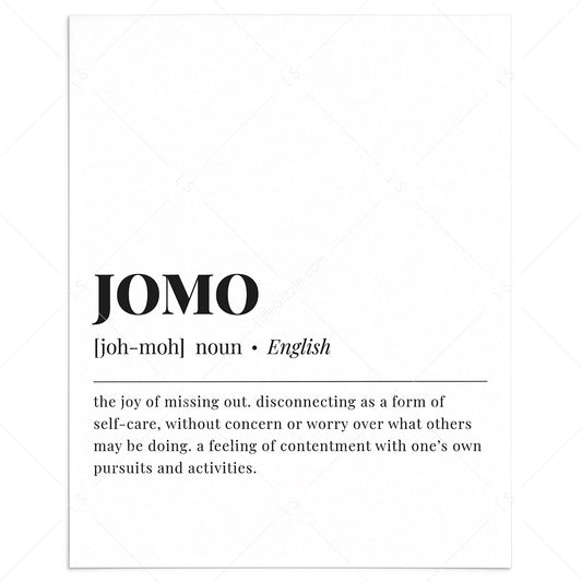 JOMO Definition Printable Funny Introvert Gift by LittleSizzle