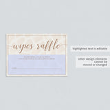Wipes Raffle Ticket for Baby Shower Instant Download