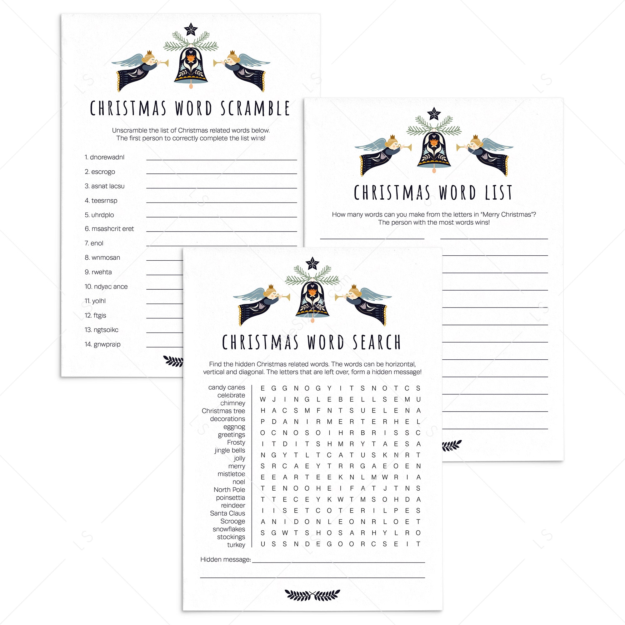 Printable Christmas Games for All Ages by LittleSizzle