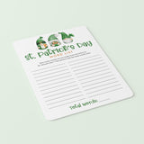 St Patrick's Game for Kids Printable Word List