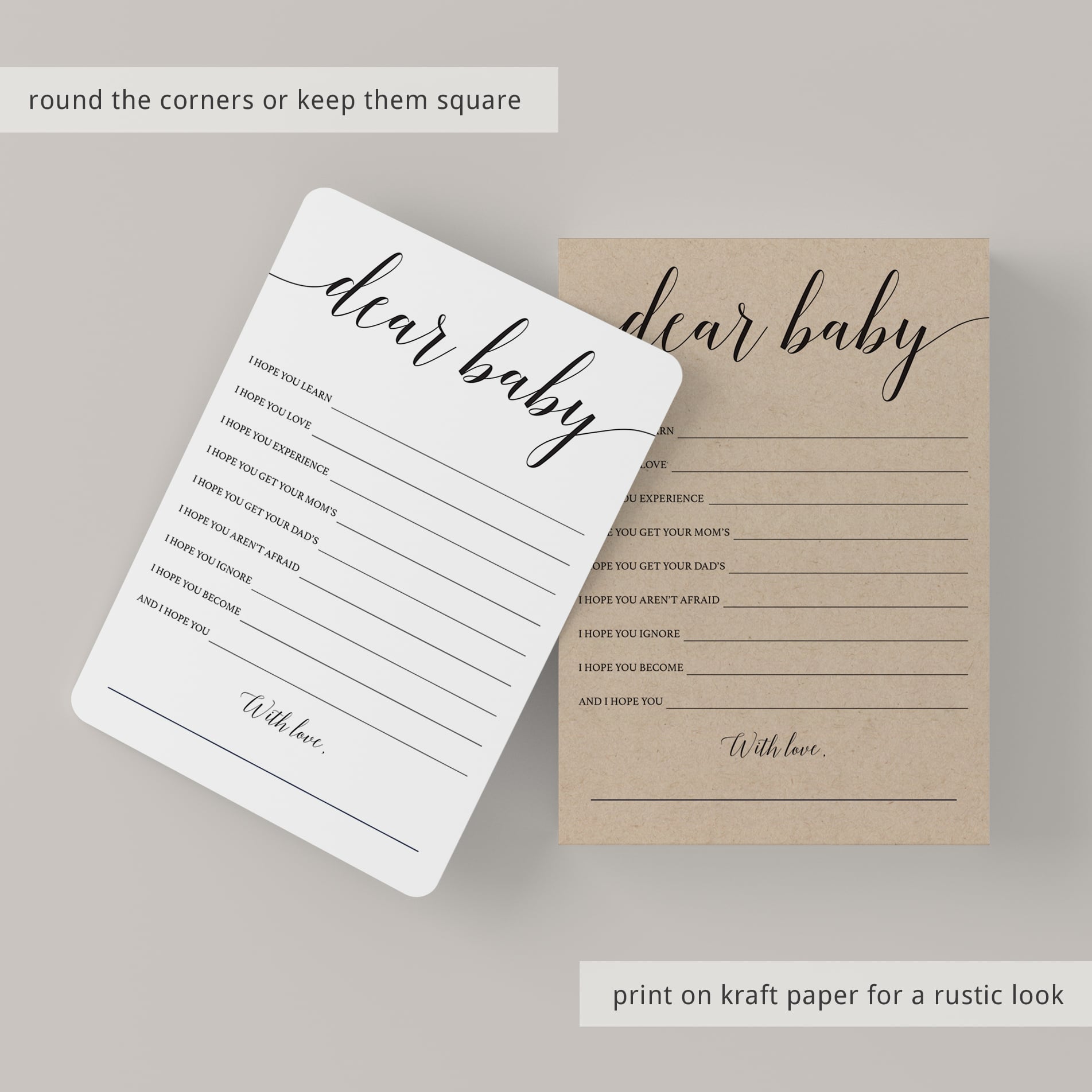Kraft dear baby cards by LittleSizzle